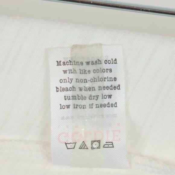 Goldie Women's Medium White Pima Cotton Split Neck Ruffled Short Sleeve Blouse - Picture 8 of 8